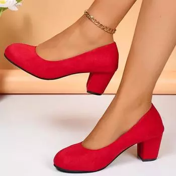 Замшевые туфли на низком каблуке для женщин, туфли-лодочки в стиле ретро на среднем каблуке, модные новые тенденции осени 2024 года, дизайнерские туфли для прогулок, женские туфли 35 чёрный