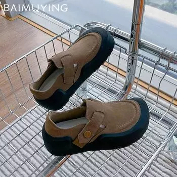 Замшевые туфли на плоской подошве женские лоферы обувь на платформе дизайнерская повседневная обувь зимняя новинка бренда 2025 трендовая прогулочная удобная классическая женская обувь 35 хаки