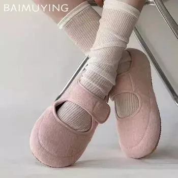 Замшевые женские балетки модные туфли Мэри Джейн женские 2025 тренд зимние новые милые симпатичные кроссовки для студентов женские туфли 35 серый