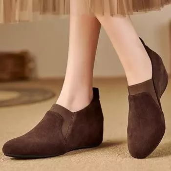 Замшевые женские сапоги, модные зимние туфли для ходьбы, 2024, новый тренд, повседневная женская дизайнерская обувь в стиле ретро для снега Botas Mujer 35 чёрный