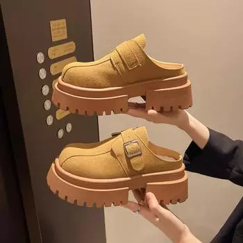 Замшевые женские туфли-лоферы на платформе, кроссовки на плоской подошве, повседневная обувь для женщин, зимние новые брендовые удобные туфли для ходьбы по щиколотку Botas De Mujer 35