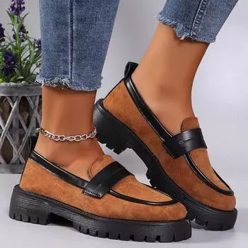 Замшевые женские туфли-лоферы на платформе, леопардовая дизайнерская повседневная обувь, осень 2024, женская новая модная обувь, платье, женские туфли 36