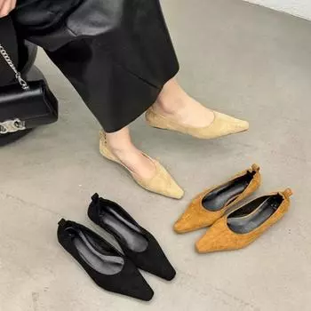 Замшевые женские туфли на низком каблуке с мягкой подошвой, удобная заостренная плоская подошва, одинарный ботинок, эластичные туфли с маленьким квадратным носком 35