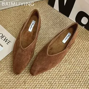 Замшевые женские туфли на плоской подошве, лоферы, туфли с острым носком, дизайнерская зимняя обувь 2025 года, модные туфли для ходьбы, мягкие и удобные женские туфли Zapatillas 35 леопардовый