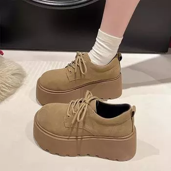 Замшевые женские туфли на плоской подошве на платформе, модные повседневные кроссовки для женщин, тренд 2025 года, спортивная обувь для ходьбы, уютная осенняя обувь Zapatillas De Mujer 35 хаки