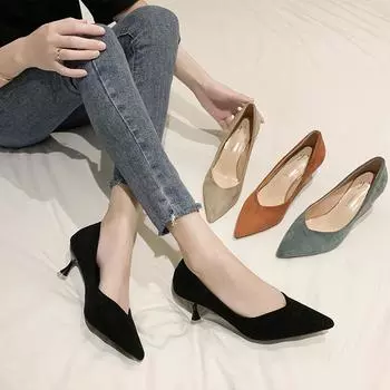 Замшевые женские туфли на высоком каблуке, модные женские туфли, остроносые туфли на высоком каблуке, женские туфли, новые туфли для вечеринок, женские 34