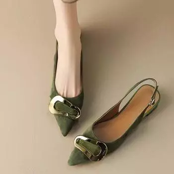 Замшевые женские туфли с острым носком модные босоножки с открытой пяткой дизайнерские туфли повседневные шлепанцы женские туфли 40 чёрный