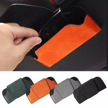 Замшевый автомобильный солнцезащитный козырек держатель очков Премиум износостойкий защитный футляр для солнцезащитных очков автомобильный футляр для хранения очков #468830 чёрный