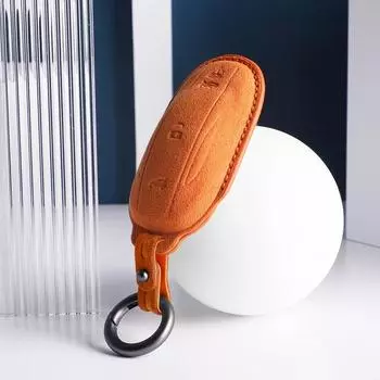 Замшевый чехол для смарт-ключа автомобиля Tesla Model 3 Model XS Model Y, защитная сумка, держатель для брелока, аксессуары для брелока