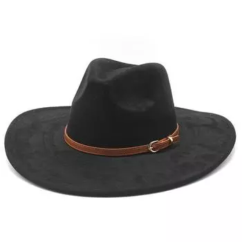 Замшевый цилиндр для мужчин и женщин, большая шляпа с карнизом, плоская кромка, джазовая шляпа M56-59cm