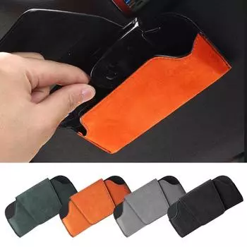 Замшевый держатель для очков на солнцезащитный козырек автомобиля, износостойкий защитный зажим для солнцезащитных очков, универсальный футляр для хранения автомобильных очков чёрный