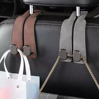 Замшевый крючок для заднего сиденья салона автомобиля, инструменты, аксессуары, держатель для сумки, крючок с двойными крючками коричневый