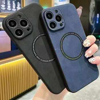Замшевый меховой плюшевый чехол для Magsafe, магнитный чехол для беспроводного зарядного устройства для Iphone 14 13 12 11 Pro Max Plus X Xs Xr, винтажный чехол из овчины For iPhone XR