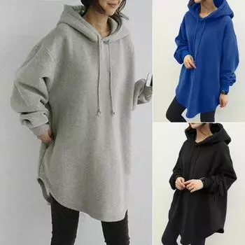 ZAN&ZEA Женские толстовки с капюшоном, толстовка с длинным рукавом, мешковатая толстовка с капюшоном, топы на осень и зиму S серый