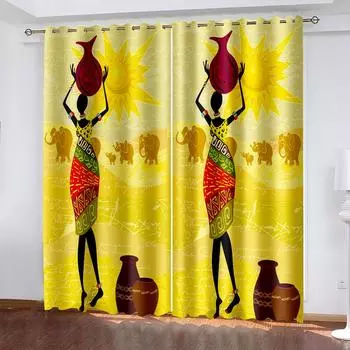 Занавес заката занавеска для мальчика и девочки подарок декор для спальни домашний декор занавеска полиэстер прочный моющийся W132cm x H160cm&Hook