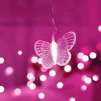 Занавеска Бабочка Гирлянда Светодиодная USB Гирлянда с пультом дистанционного управления Спальня Патио Вечеринка Свадьба Праздник Рождество Декор розовый