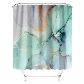 Yousheng 4-х компонентный комплект занавесок для душа с противоскользящим ковриком, современный дизайн с 3D-принтом, водонепроницаемый мягкий фланелевый коврик для ванной 4pcs