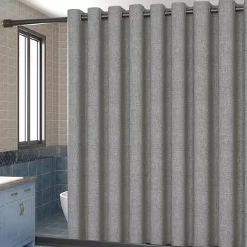 Занавеска для душа из искусственного льна с большими кольцами, водонепроницаемая плотная ткань для ванной, занавеска для ванной, большая современная крышка для купания W100xH180cm абрикосовый