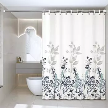 Занавеска для душа из полиэстера с принтом листьев и цветов, утолщенная, водонепроницаемая, устойчивая к плесени, перегородка для ванной комнаты, универсальная занавеска 80*180cm