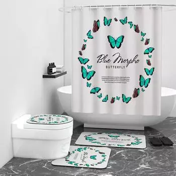 Занавеска для душа с цифровой печатью «Бабочка», водонепроницаемая, блокирующая ванная комната W90cm*L180cm