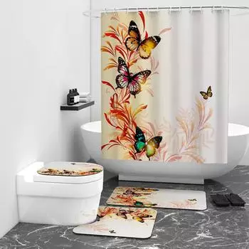 Занавеска для душа с цифровой печатью в виде бабочки, перегородка для ванной комнаты в отеле, водонепроницаемая занавеска W90cm*L180cm