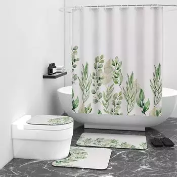 Занавеска для душа с цифровой печатью, полуцветочная занавеска для ванной комнаты, водонепроницаемая тканевая занавеска для душа W90cm*L180cm