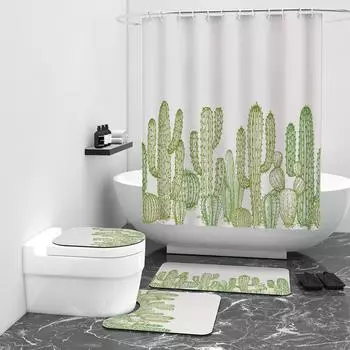 Занавеска для душа с цифровой печатью «Кактус» Декор для душа Брезент W90cm*L180cm