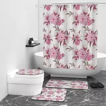 Занавеска для душа с цифровой печатью, цветочная серия, водонепроницаемая занавеска для душа, занавеска для ванной комнаты W90cm*L180cm