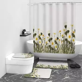 Занавеска для душа с цифровой печатью серии Daisy, водонепроницаемая занавеска для ванной комнаты W90cm*L180cm