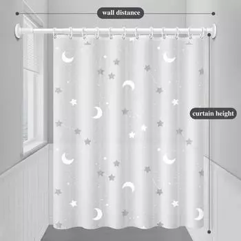 Занавеска для душа с крючками Водонепроницаемая Прочная Легко моется Различные принты Быстросохнущая Пропускает свет