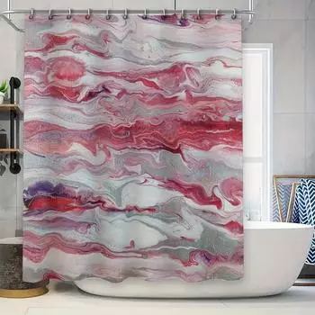 Занавеска для душа с мраморным узором розовая красная белая цветная акварельная печать ткань украшение для ванной комнаты размер 180смx240см 90x180cm