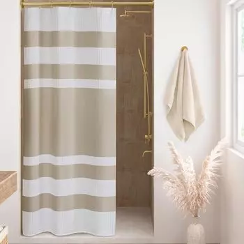 Занавеска для душа Спа Вафельное плетение Занавеска для душа для ванной 3M Scotchgard Управление влагой 72 W x 72 L серо-коричневый