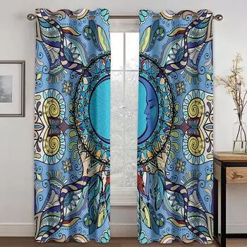 Занавеска для гостиной Dream Catcher Blackout для спальни Boho Window Warning Thermal Insulated Drapes Decor Cortinas Para La Sala W132cm x H160cm&Hook