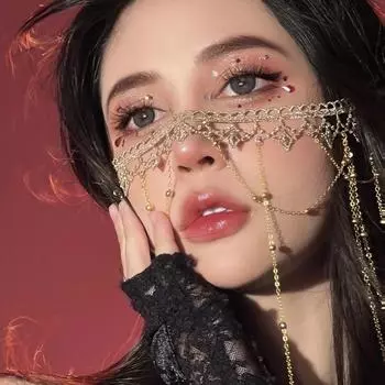 Занавеска для лица, вуаль для лица в старинном стиле, головной убор в древнем костюме ханьфу с бахромой, украшения для лица, аксессуары для суперфей