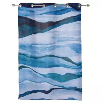 Занавеска для спальни и кухни, абстрактная синяя акварельная краска, оконные шторы, занавески для гостиной, декоративные предметы 135W x 60H(cm) x1