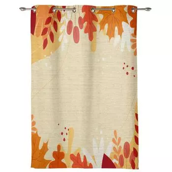 Занавеска для спальни и кухни, осенние листья, линии, оконные шторы, шторы для гостиной, декоративные предметы 135W x 60H(cm) x1