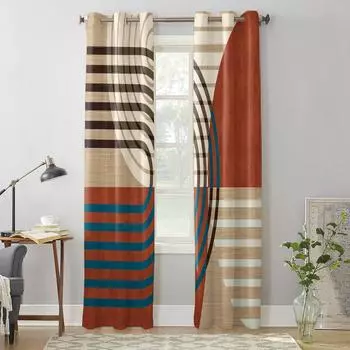 Занавеска для спальни и кухни в стиле бохо, абстрактные геометрические оконные шторы, шторы для гостиной, декоративные предметы 135W x 60H(cm) x1