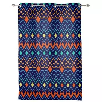 Занавеска для спальни и кухни в богемном стиле, ручные рисунки, ромб, оконные шторы, шторы для гостиной, декоративные предметы 135W x 60H(cm) x1