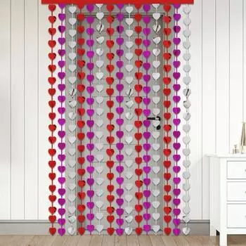 Занавеска из мишуры в форме сердца, красная, фиолетовая, серебряная, с бахромой из фольги в форме сердца, сердечки для украшения свадьбы на День святого Валентина 2M