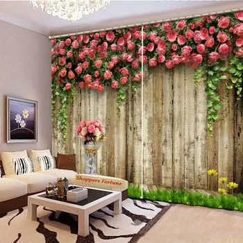 Занавеска из полиэстера с цветочным принтом, занавеска на окно для гостиной, детской комнаты, крючки для спальни, свадьба, упаковка из 2 шт. 100W160H(CM)40x63in&Hook