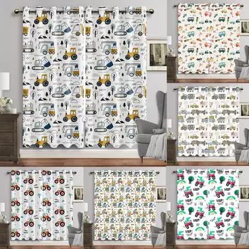 Занавеска на окно автомобиля с рисунком динозавра, шторы с принтом, домашний декор, шторы с животными для мальчиков, маленьких детей, украшение для спальни, гостиной W53.5 X H114cm X 2