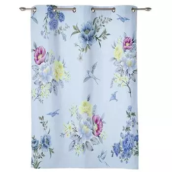 Занавеска на окно с цветком и птицей, листом, гостиной, роскошная занавеска с балдахином для спальни, дома, кухни, декор, занавеска 135W x 60H(cm) x1