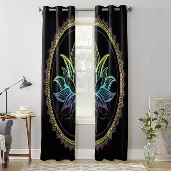 Занавеска на окно с цветком лотоса для детской комнаты, домашние жалюзи, шторы для гостиной, спальни, оконные шторы 135W x 60H(cm) x1