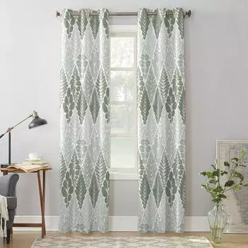 Занавеска на окно с листьями растений и коричневыми листьями для гостиной, роскошная занавеска с балдахином для спальни, дома, кухни, Декор, занавеска 135W x 60H(cm) x1