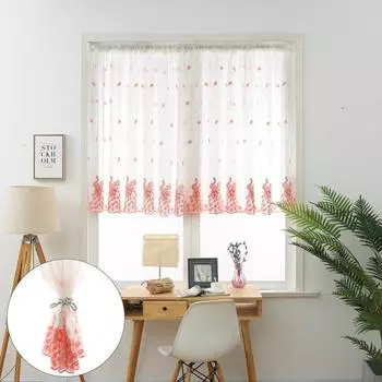 Занавеска на окно с принтом павлина, тюль, вуаль, прозрачная драпировка, декор для гостиной, спальни