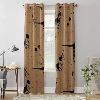 Занавеска на окно со скелетом динозавра для гостиной, спальни, украшения, роскошные кухонные занавески с балдахином 135W x 60H(cm) x1