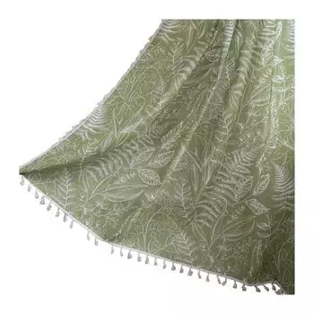 Занавеска на окно Yousheng, устойчивая к выцветанию, простая в уходе, стильная занавеска с узором в виде листьев и кисточками для домашней спальни 180cm зелёный