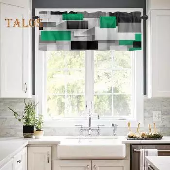 Занавеска с решетчатой геометрической тематикой, современные черные, серые кухонные шторы, мягкие шелковистые стильные занавески для окон