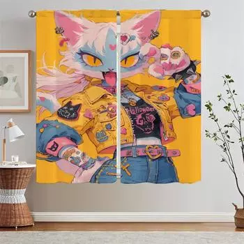 Занавески для окон с изображением редиса, подхваты для штор для гостиной, 2 шт., бесплатная доставка, затемняющие шторы для спальни, комплект из 2 шт., завитки W50xH70cmx2pcs-CL