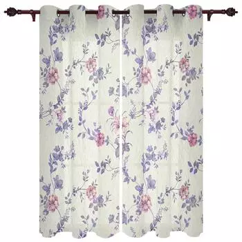 Занавески для окон с растениями и цветами для гостиной, роскошные занавески для окон на кухне, спальни 135W x 60H(cm)